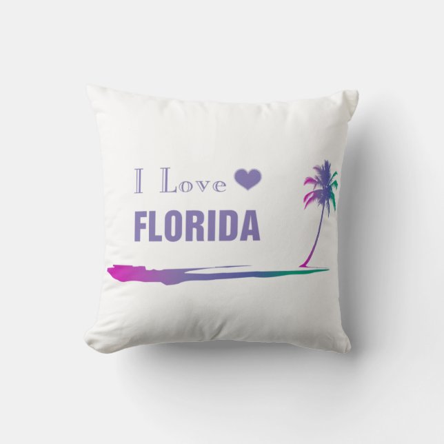 Coussin J'Aime La Floride Colorée Violet (Recto)