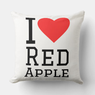 Coussin J'aime la pomme rouge