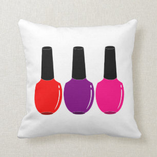 Coussin J'aime l'art pourpre rose rouge de vernis à ongle
