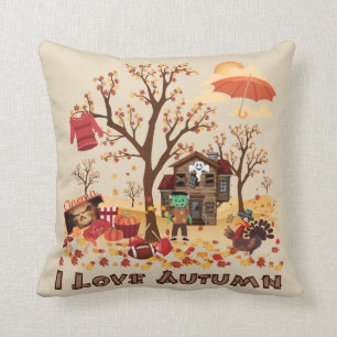 Coussin J'aime l'automne - paysage d'automne