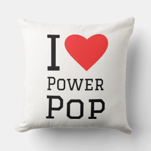 Coussin J'aime le carré pop de puissance autocollant