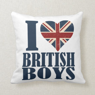 Coussin J'aime le carreau britannique d'Union Jack de