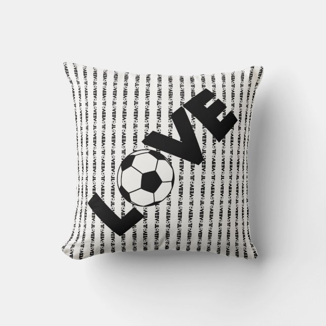 Coussin J'aime le football avec le texte noir (Recto)