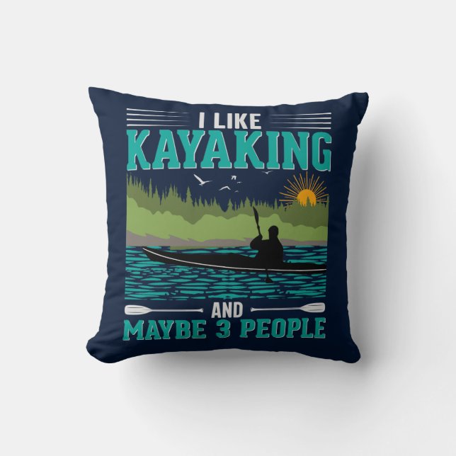 Coussin J'Aime Le Kayak Plus Que Les Gens (Recto)