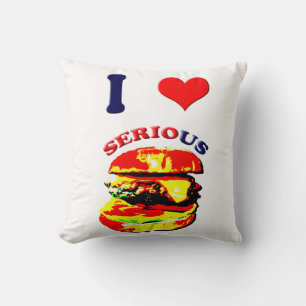 Coussin J'Aime Les Burgers Sérieux