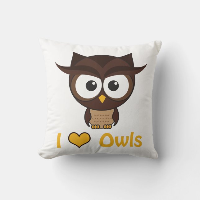 Coussin J'aime les hiboux du coeur (Recto)