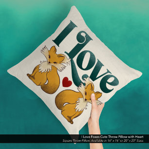 Coussin J'Aime Les Renards Mignons Coeur