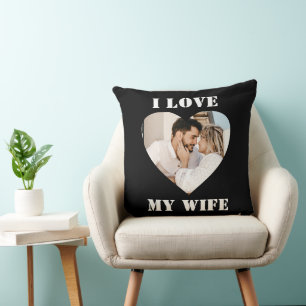 Coussin J'aime ma femme Coeur personnalisé Photo personnal
