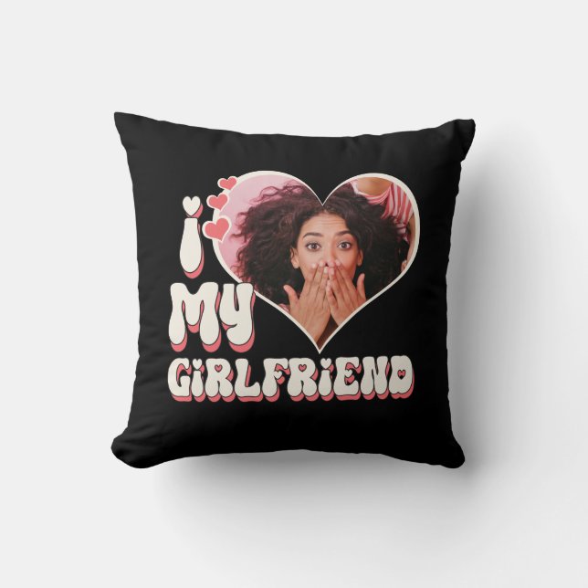 Coussin J'Aime Ma Petite Amie Personnalisée Drôle (Recto)