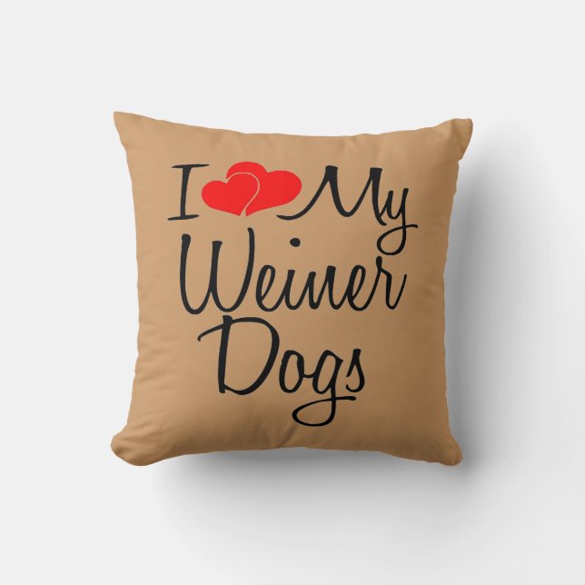 Coussin J'Aime Mes Chiens Weiner (Recto)