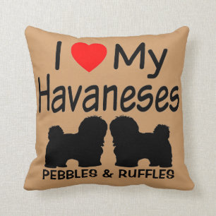 Coussin J'Aime Mes DEUX Chiens Havanais