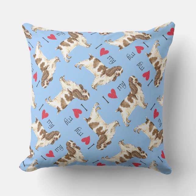 Coussin J'aime mon anglais Cocker Spaniel (Recto)