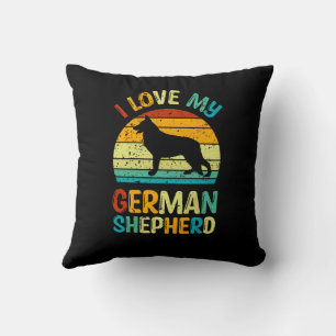 Coussin J'aime mon berger allemand Chien bleu Brown couche