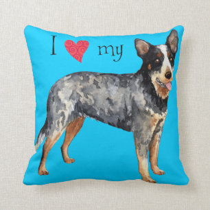 Coussin J'aime mon chien australien de bétail