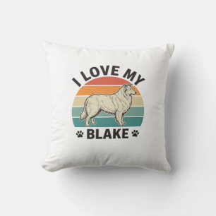 Coussin J'aime mon chien Blake rétro gravure Design_1