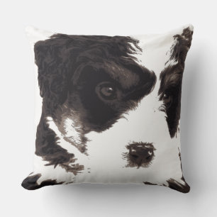 Coussin J'aime mon chien maltais chiot noir et blanc