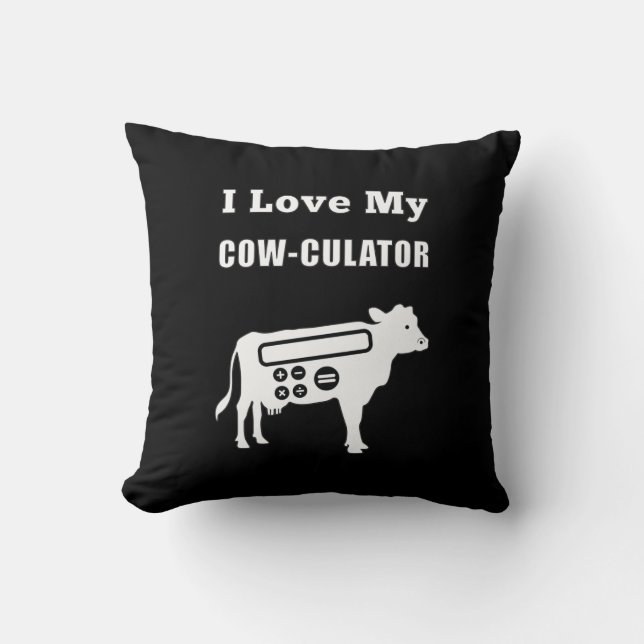 Coussin J'Aime Mon Cow-culator Funny Math Calculator Pun (Recto)