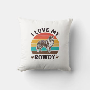 Coussin J'aime mon design de chien Colley vintage turbulen