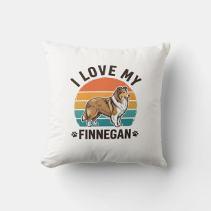 Coussin J'aime mon design de t-shirt avec le nom de chien 