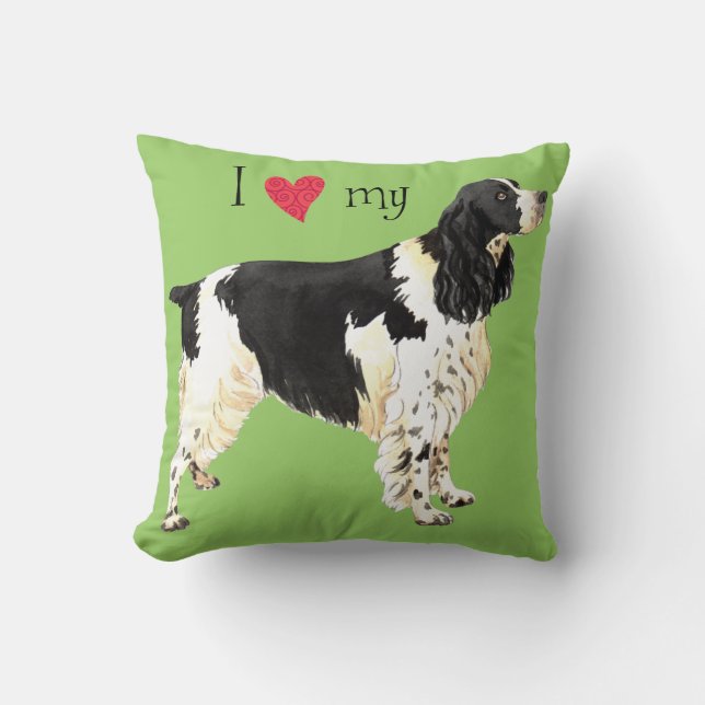 Coussin J'aime mon épagneul de springer anglais (Recto)