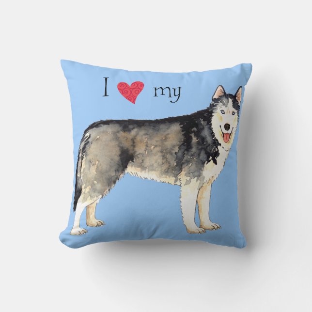 Coussin J'aime mon Husky (Recto)