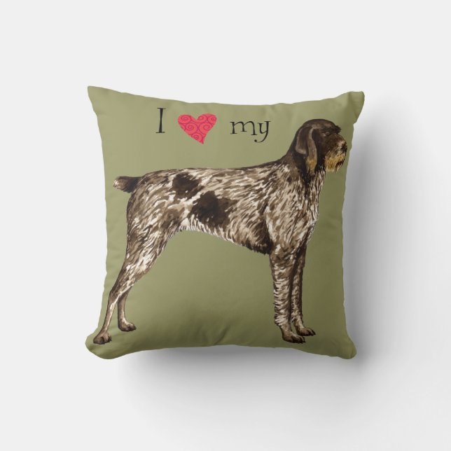 Coussin J'aime mon indicateur à poils durs allemand (Recto)