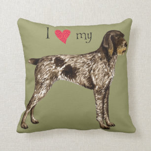 Coussin J'aime mon indicateur à poils durs allemand