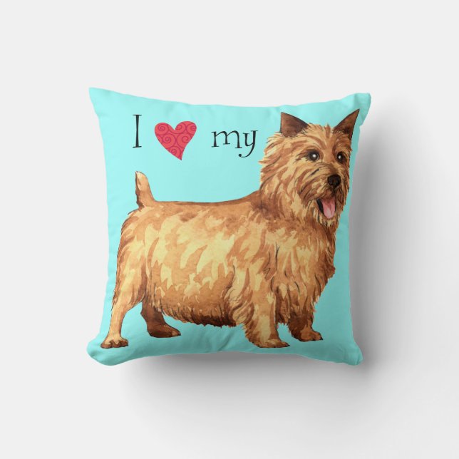 Coussin J'aime mon Norwich Terrier (Recto)
