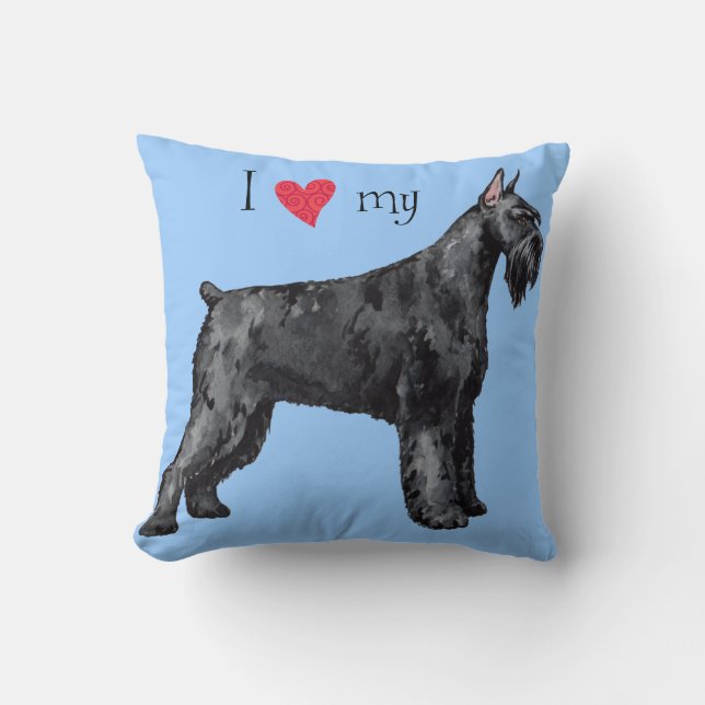 Coussin J'aime mon Schnauzer géant (Recto)