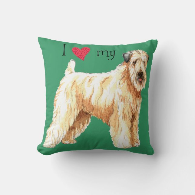 Coussin J'aime mon Terrier blond comme les blés enduit (Recto)