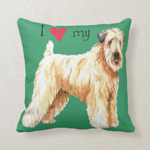 Coussin J'aime mon Terrier blond comme les blés enduit