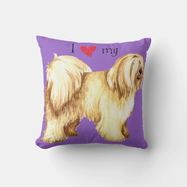 Coussin J'aime mon Terrier tibétain (Recto)