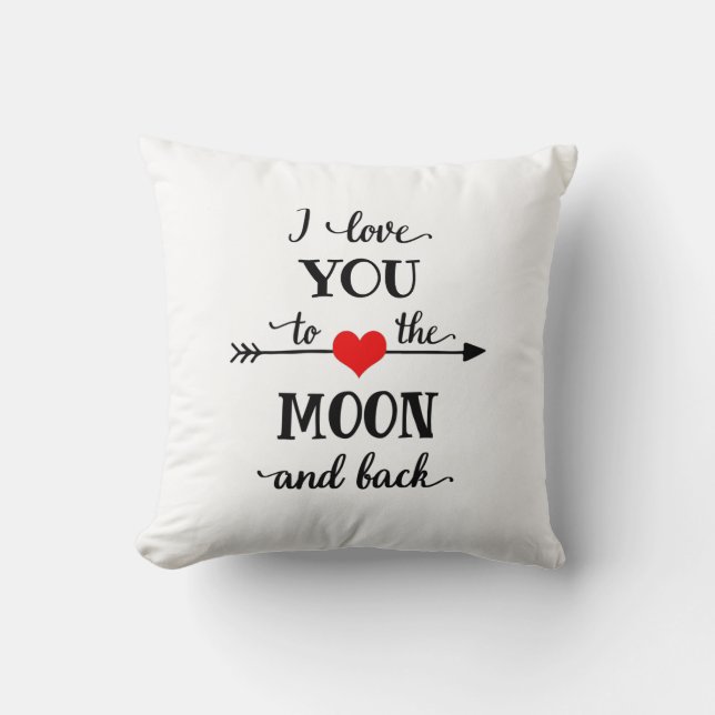 Coussin J'aime personnalisée à la lune et au retour (Recto)