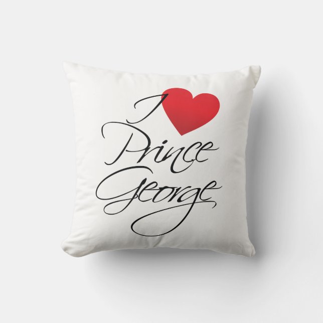 Coussin J'aime Prince George, Coeur Rouge (Recto)