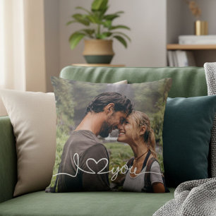 Coussin J'aime Toi en écriture blanche avec cœur personnal