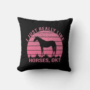 Coussin J'aime vraiment les chevaux en rose Rose