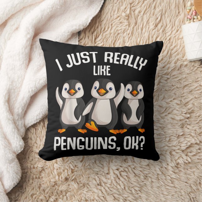 Coussin J'Aime Vraiment Les Pingouins Enfants Garçons Femm (Couverture)