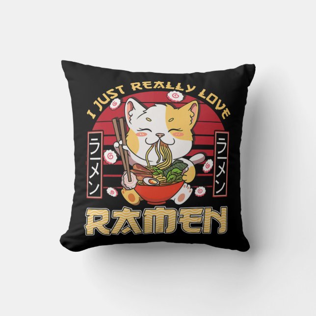 Coussin J'Aime Vraiment Ramen Kawaii Anime Cat Ramen Gi (Recto)