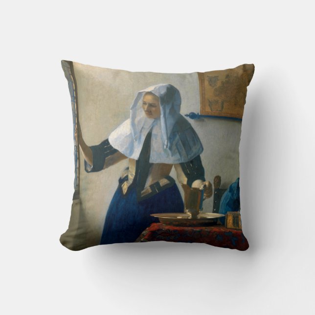 Coussin Jan VerMeer portrait femme célèbre art néerlandais (Recto)