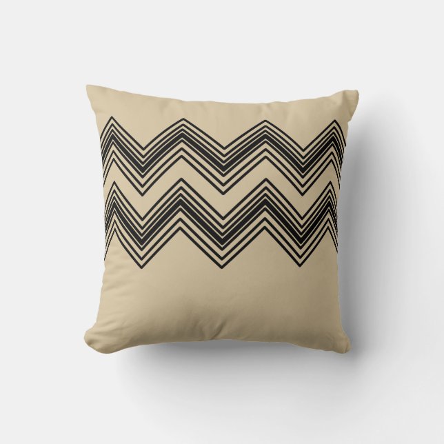 Coussin JAPANDI Jeu d'oreiller Sable et noir (Recto)