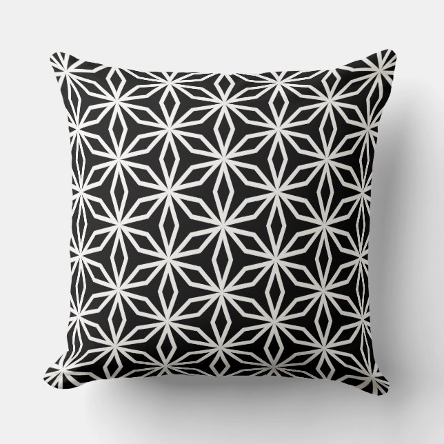 Coussin Japanese-Inspired Geometric Black and White  (Recto)