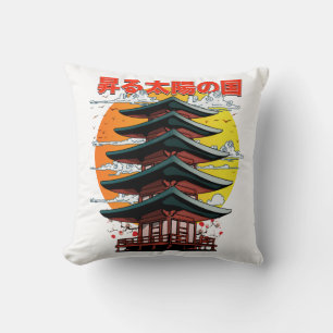 Coussin japon, terre du temple du soleil levant logo