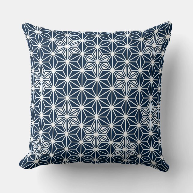 Coussin Japonais Asanoha motif - bleu marine (Recto)