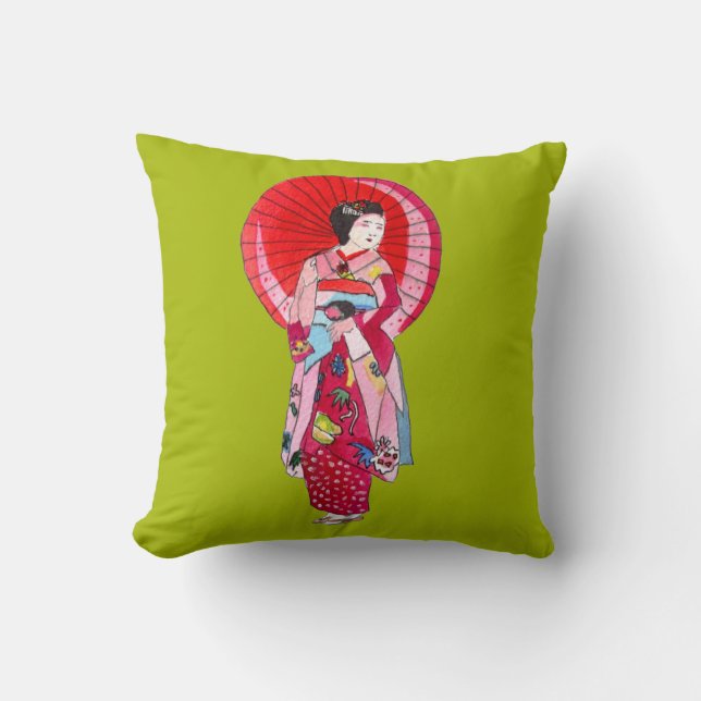 Coussin japonais Geisha kimono art original (Recto)