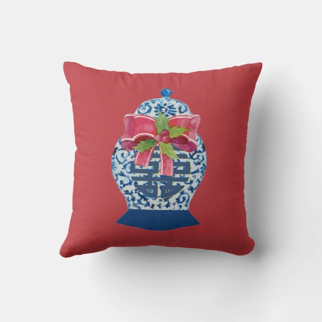 Coussin Jar de gingembre bleu Noël (Verso)