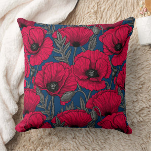 Coussin Jardin à pavot nocturne