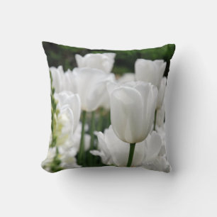 Coussin jardin à tulipes blanc