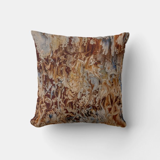 Coussin Jardin Abstrait bleu Brown (Recto)