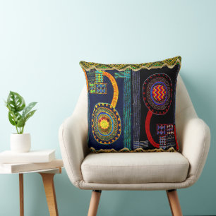 Coussin Jardin africain des fleurs d'art populaire