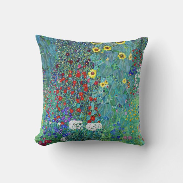 Coussin Jardin agricole avec tournesol par Gustav Klimt (Recto)